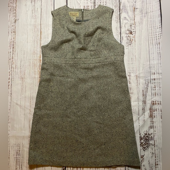 Vintage Abercrombie & Fitch High Neck Herringbone Wool Blend Mini Dress Size M - Picture 4 of 6